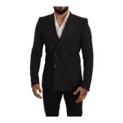 Dolce & Gabbana Randig Peak Revers Blazer Black, Herr