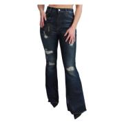 Dolce & Gabbana Blå Denim Stretch Flared Jeans Blue, Dam