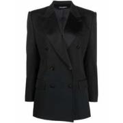 Dolce & Gabbana Formell Blazer med Duchesse Siden Revers Black, Dam