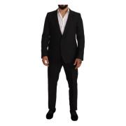 Dolce & Gabbana Svart Fantasy Slim Fit Wool Martini Kostym Black, Herr