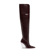 Stuart Weitzman Glamorösa Croc Kilboots Purple, Dam