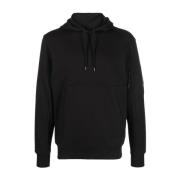 C.p. Company Svart Diagonal Raised Fleece Hoodie Black, Herr