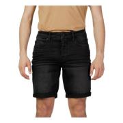 Only & Sons Svarta Herrshorts med Dragkedja och Knapp Black, Herr