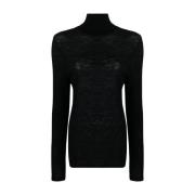 Saint Laurent Stretch Ull Turtleneck T-shirt Black, Dam