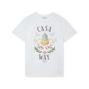 Casablanca Vit Casa Way Bomull T-shirt med Logo Print White, Dam