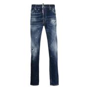 Dsquared2 Indigo Blå Distressed Slim-Fit Jeans Blue, Herr