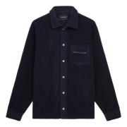 Lyle & Scott Broderad Fleece Overshirt Blue, Herr