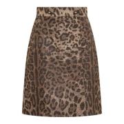 Dolce & Gabbana Leopard Print Short Skirt Brown, Dam
