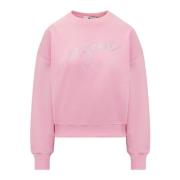 Msgm Rhinestone Logo Crewneck Sweatshirt Pink, Dam