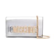 Moschino Kristall Silver Clutch Plånbok Gray, Dam