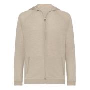 Boggi Milano Merinoull Hel Dragkedja Hoodie Beige, Herr