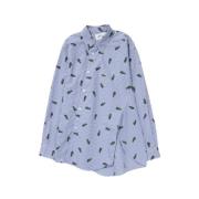 Comme des Garçons Lacoste X Skjorta - Oversized Asymmetrisk Vichy Blue...