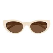 Saint Laurent Mandelkräm Acetat Solglasögon Beige, Dam