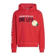 Dsquared2 Röd Smiley Tryckt Hoodie Red, Herr