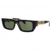 Palm Angels Rektangulära solglasögon med gröna linser Black, Unisex