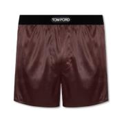 Tom Ford Sidenboxershorts med logotyp Brown, Herr