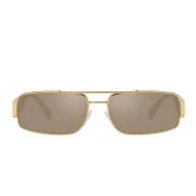 Versace Rektangulära solglasögon med ljusbrunt spegelglas Yellow, Unis...