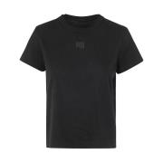 Alexander Wang Krympt T-shirt med Puff Logo Black, Dam