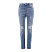Dolce & Gabbana Blå Slim-fit Jeans med Hög Midja Aw23 Blue, Dam