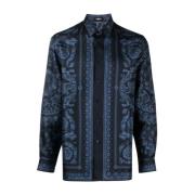 Versace Barocco Print Skjorta Blue, Herr