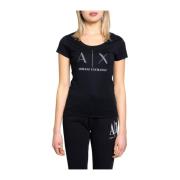 Armani Exchange Stiligt Logo Studs Dam T-Shirt Black, Dam