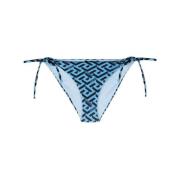 Versace Blåa Logo Bikiniunderdelar med Sidoknytning Blue, Dam