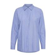 My Essential Wardrobe Klassisk Blårandig Skjorta Blue, Dam