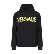 Versace Svart hoodie med barock brodyr Black, Herr
