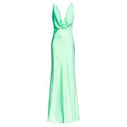 Pinko Elegant Satinklänning med Draperad V-ringning Green, Dam