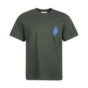JW Anderson Bomull T-Shirt med Logo Patch Green, Herr