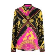 Versace Jeans Couture Svart Guld Rosa Blus med Kedja Multicolor, Dam