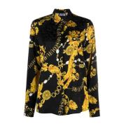 Versace Jeans Couture Blus med blomsterkedja svart guld Multicolor, Da...