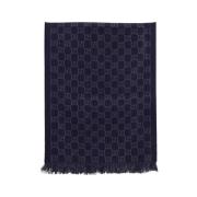 Gucci Marinblå GG Jacquard Siden Pashmina Blue, Dam