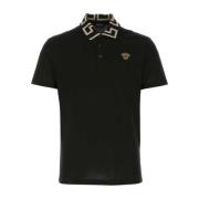 Versace Svart Piquet Polo Shirt Black, Herr