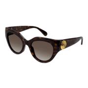 Gucci Cat-eye Solglasögon med Antik Metallknappsdetalj Brown, Dam