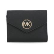 Michael Kors Svart Saffiano Läderplånbok för kvinnor med MK-logotyp Bl...