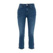 Liu Jo Cropped Flared Jeans med Logo Detaljer Blue, Dam