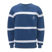 JW Anderson Randig Sweatshirt med Ankare Logo Blue, Herr