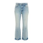 7 For All Mankind Tvättade Jeans med Logodetaljer Blue, Dam