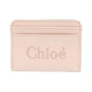 Chloé Broderad Logotyp Läder Plånbok Pink, Dam