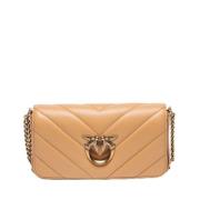 Pinko Beige Läder Dam Axelremsäska Beige, Dam