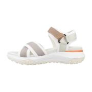 Geox Bekväma platta sandaler för kvinnor White, Dam