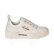 Love Moschino Vita Läder Sneakers för Kvinnor White, Dam