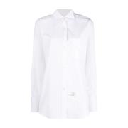 Thom Browne Vit Poplin Skjorta med Spetskrage White, Dam