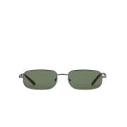 Gucci Oval Metallram Unisex Solglasögon med Gröna Linser Gray, Unisex