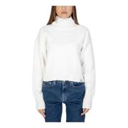Calvin Klein Jeans Vit Turtleneck Stickat för Kvinnor White, Dam