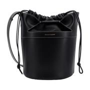 Alexander McQueen Svart Bucket Bag Ryggsäck med Läder Snörning Black, ...