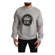 Dolce & Gabbana Crown King Print Sweater Gray, Herr