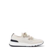 Brunello Cucinelli Herrskor Blåa Stickade Sneakers White, Herr