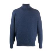 Canali Italiensk Ull Rollneck Tröja Blue, Herr